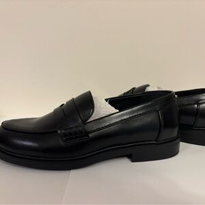 Only Black Leather Slip-On Loafers